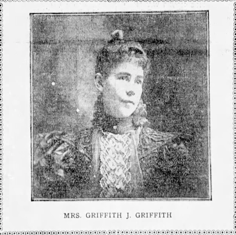 A pretty Victorian lady, Mrs. Griffith J. Griffith, sits for a portrait